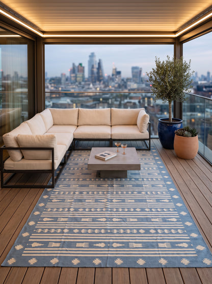 Tribal Stripe Rhythm Motif Border Area Rug