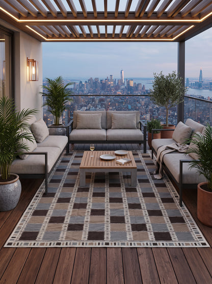 Earthy Checkered Horizon Living Room Decor rug
