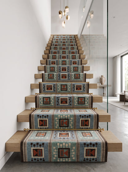 Southwestern Aztec Block Matrix wool rug