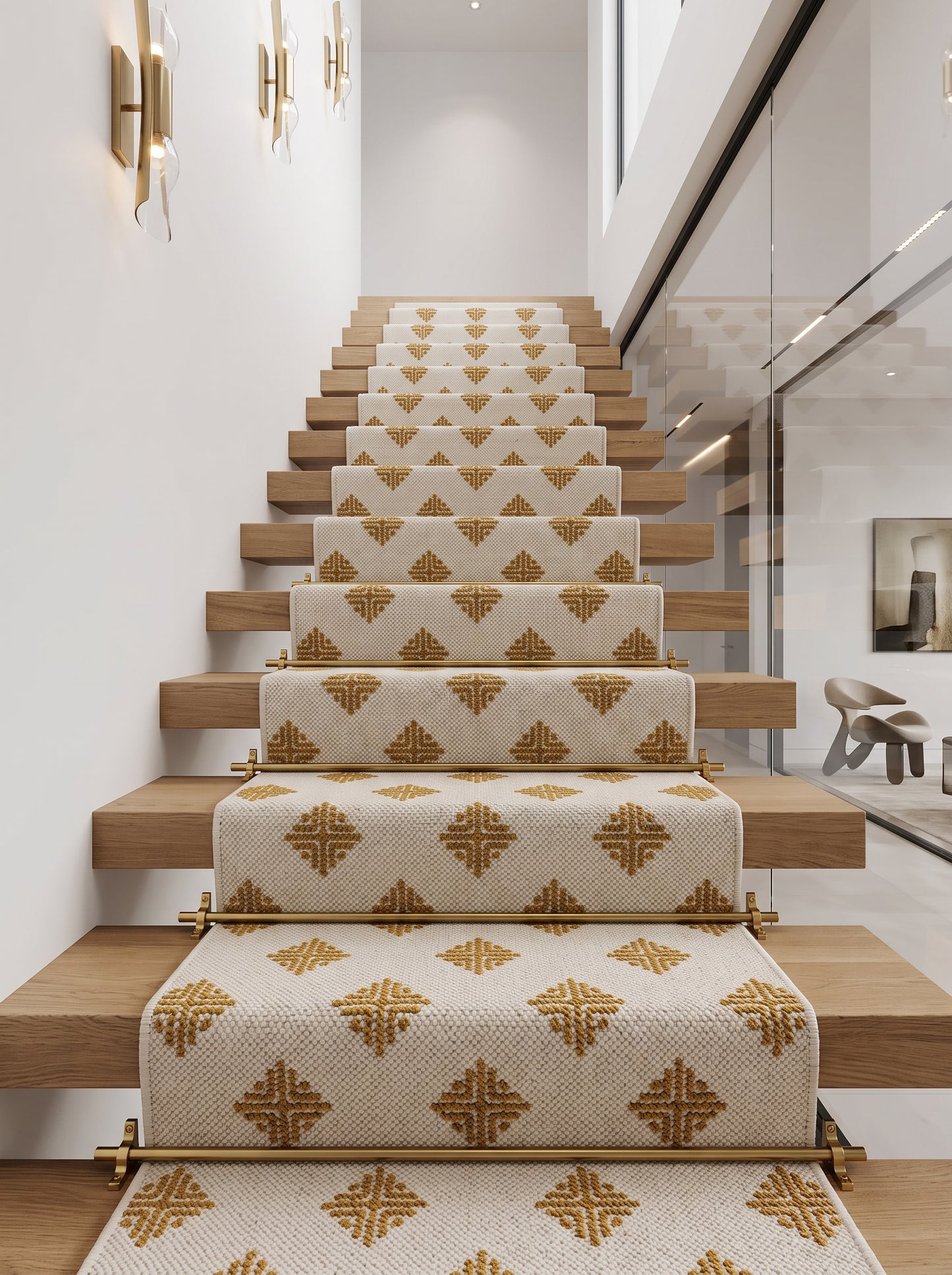 Mustard Pixel Starburst Geometric Rug