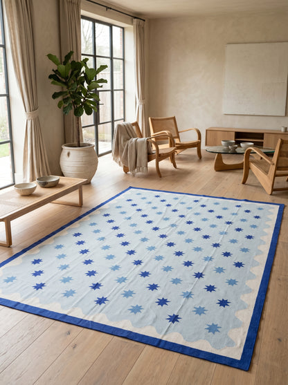 Light Blue Star Pattern, Contemporary Area Rug