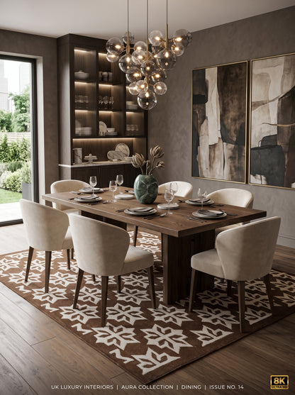 Chocolate Blossom Crest Geometric Starburst Motif Flatweave Area Rug