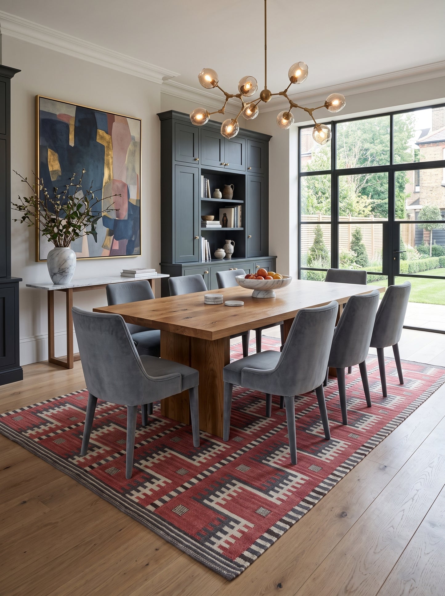 Crimson Tribal Interlock Handwoven Native American Style Rug
