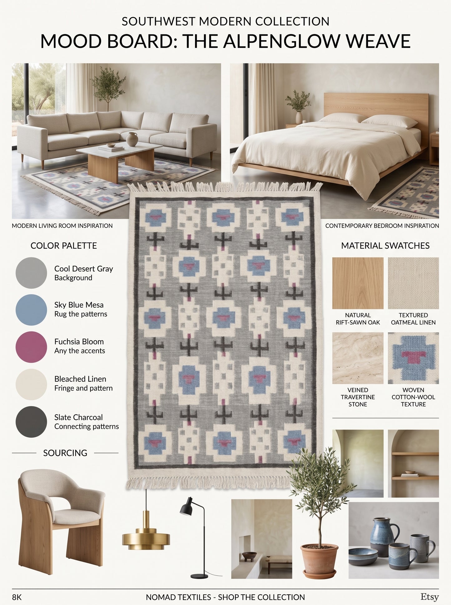Slate Tribal Totem Geometric Stepped Medallion Flatweave Area Rug