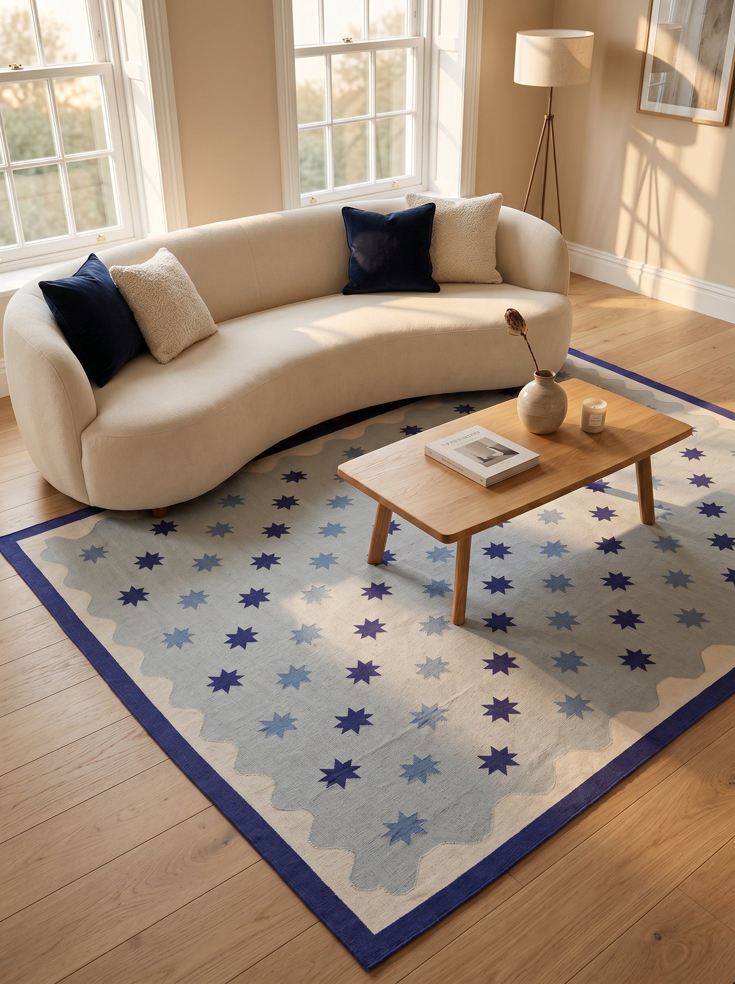 Light Blue Star Pattern, Contemporary Area Rug