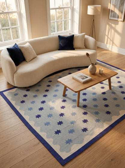 Light Blue Star Pattern, Contemporary Area Rug