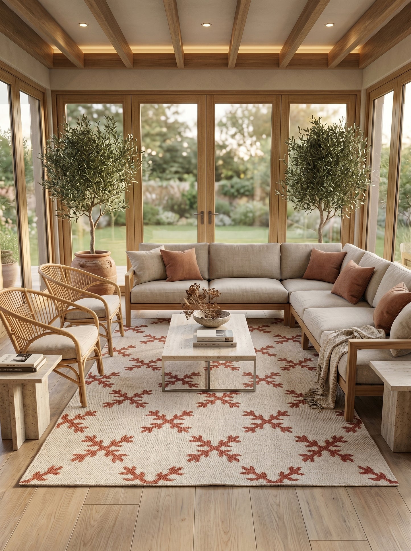 Sienna Snowflake Minimalist Geometric Cross Pattern Flatweave Accent Carpet