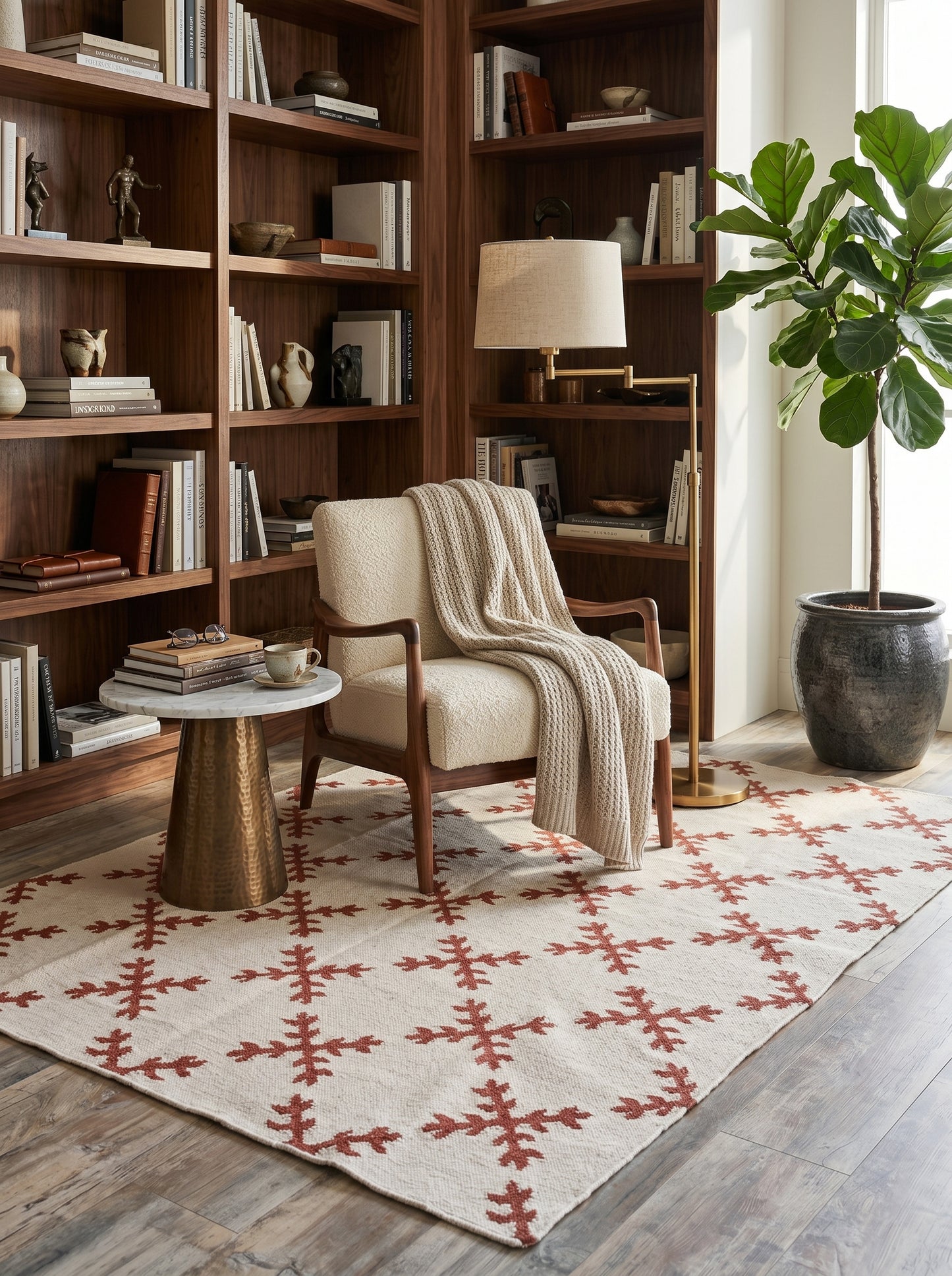 Sienna Snowflake Minimalist Geometric Cross Pattern Flatweave Accent Carpet