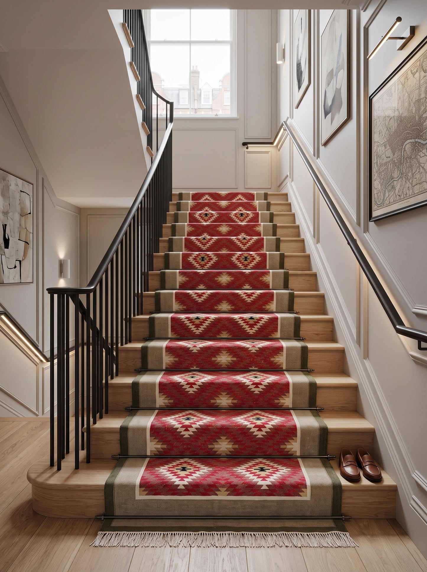 Crimson Taupe Heritage Chevron Diamond Motif Flatweave Accent Carpet