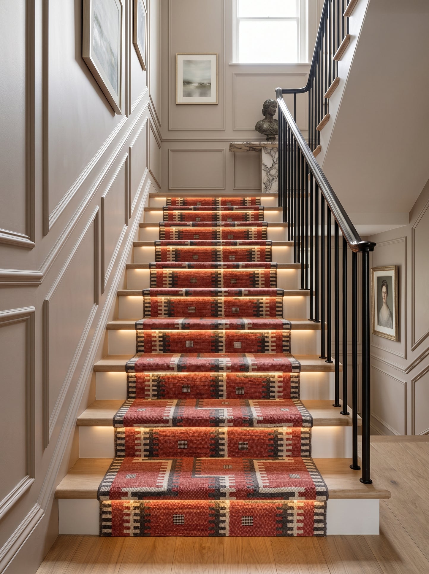 Crimson Tribal Interlock Handwoven Native American Style Rug