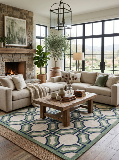 Sage Imperial Trellis andwoven Luxury Geometric Rug