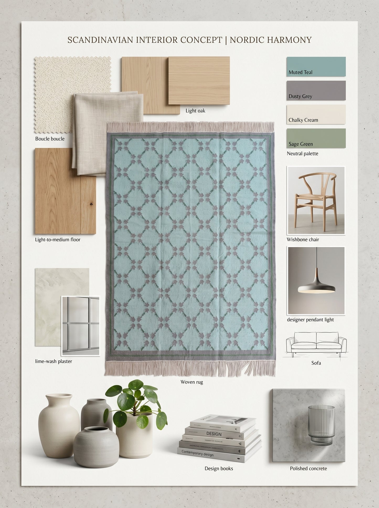 Premium Mint Green & Taupe Grey Wool Dhurrie Rug