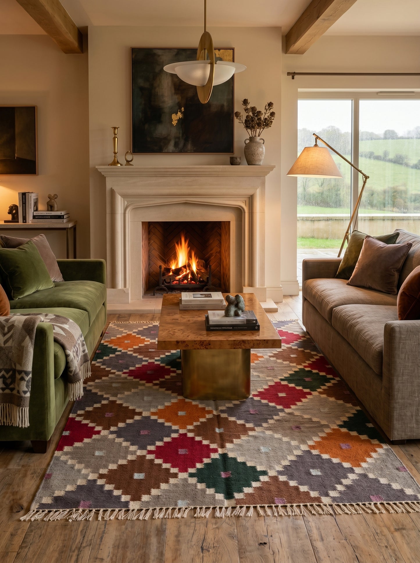 Bohemian Mosaic Diamond  Handwoven Southwestern Style Rug