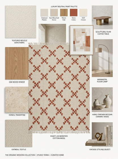 Sienna Snowflake Minimalist Geometric Cross Pattern Flatweave Accent Carpet