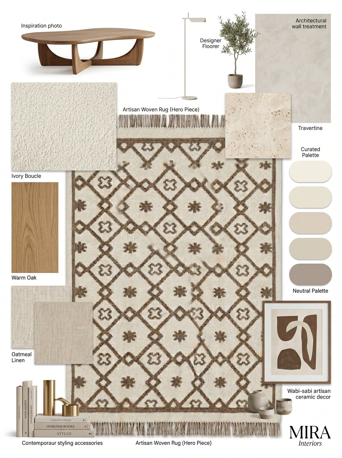 Earth Brown Clover Trellis Brown & Cream Wool Cotton Dhurrie Rug