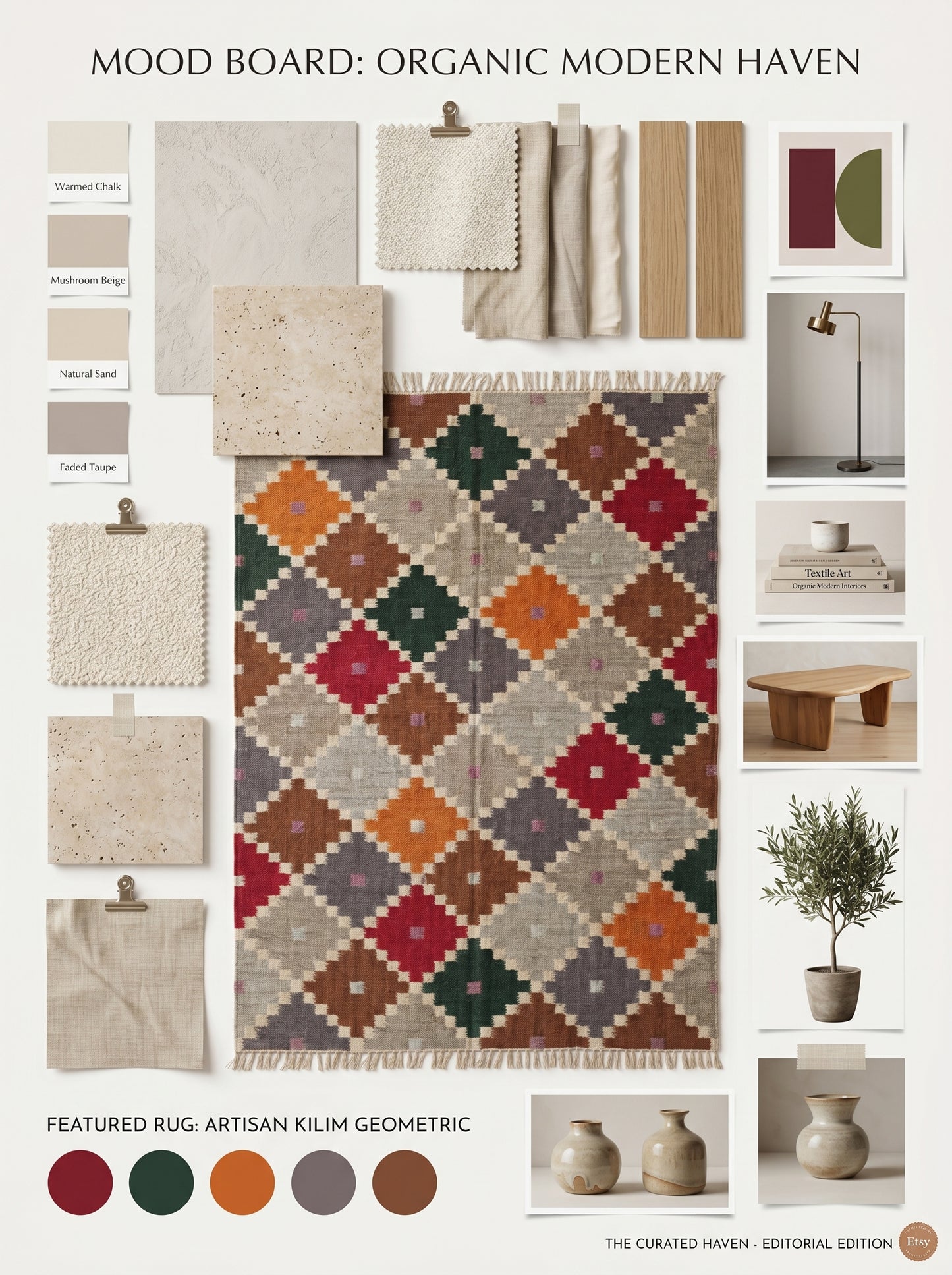 Bohemian Mosaic Diamond  Handwoven Southwestern Style Rug