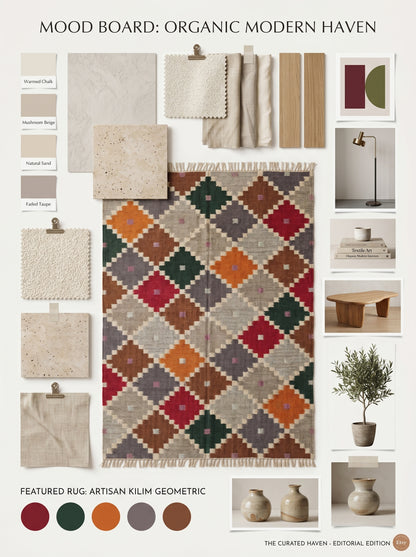 Bohemian Mosaic Diamond  Handwoven Southwestern Style Rug