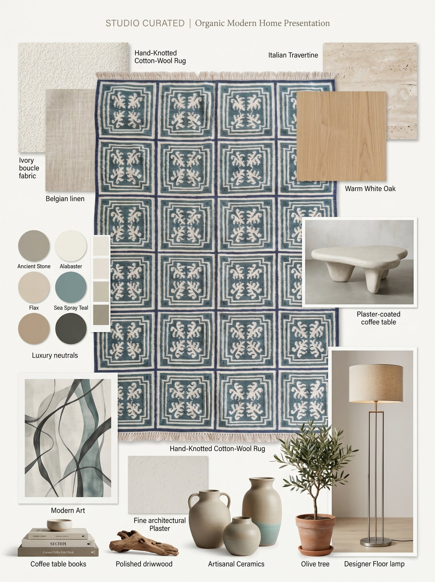 Teal Labyrinth Crest Classical Geometric Rug