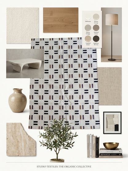 Bauhaus Dash Grid Geometric Minimalist Parallel Dash Flatweave Area Rug