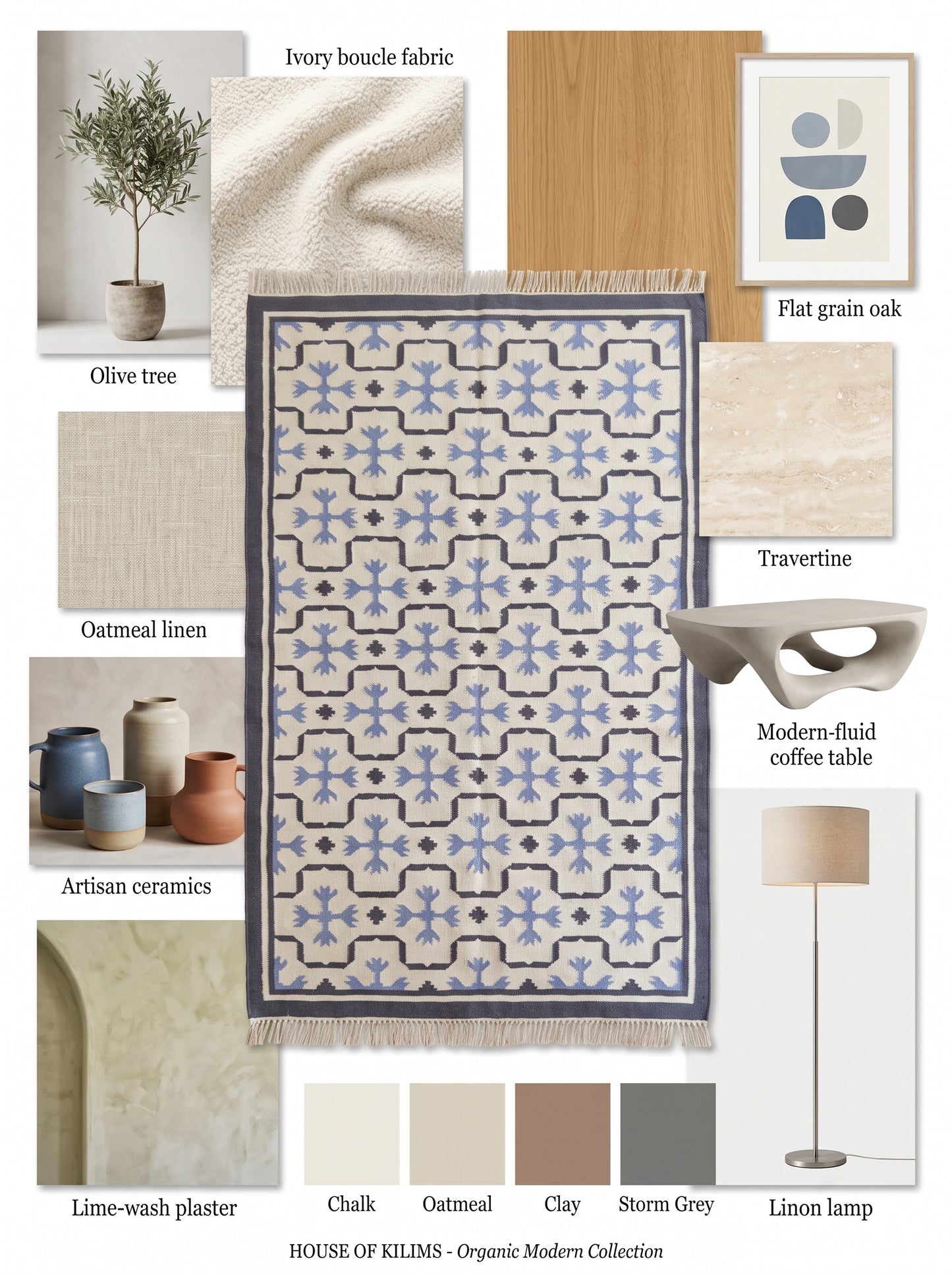 Periwinkle Lattice Crest Abstract Snowflake Motif Flatweave rug