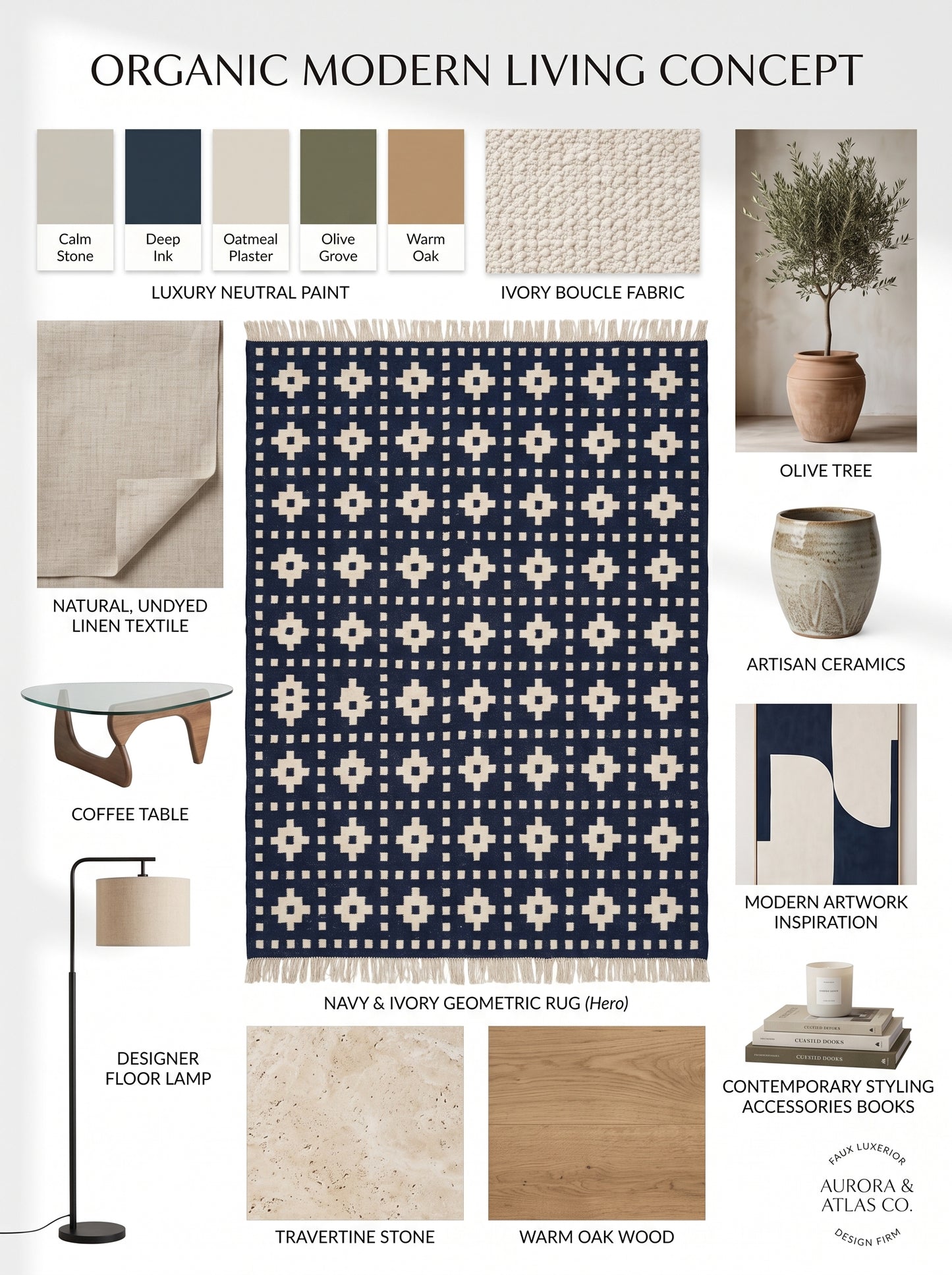 Indigo Pixel Cross Deep Navy Blue & Ivory Cream Cotton Wool Dhurrie