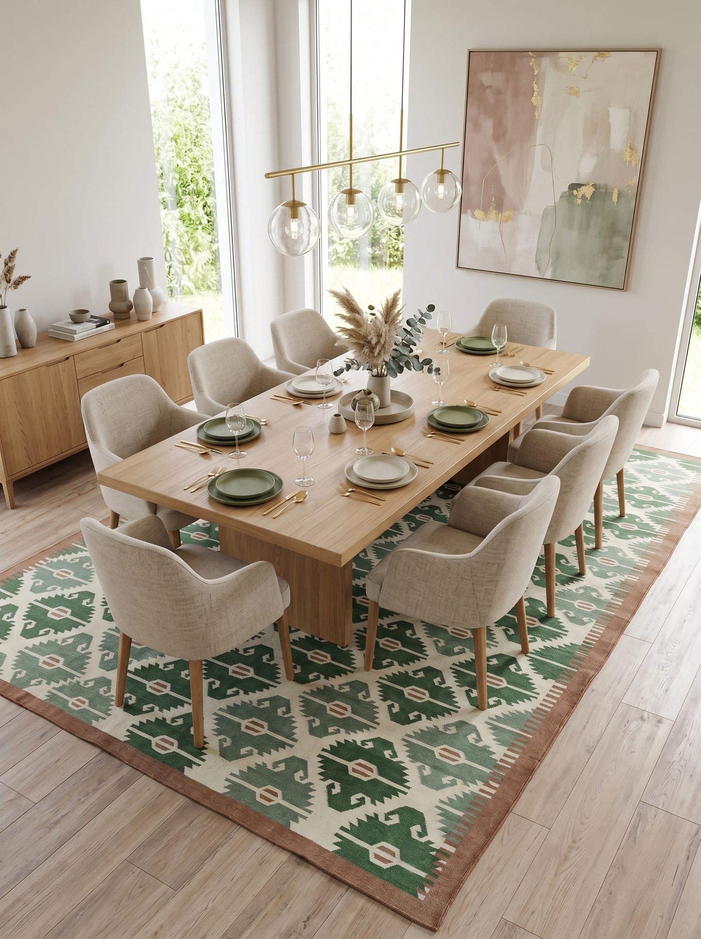 Sage Earth Tribal Lattice Geometric Serrated Diamond Flatweave Area Rug