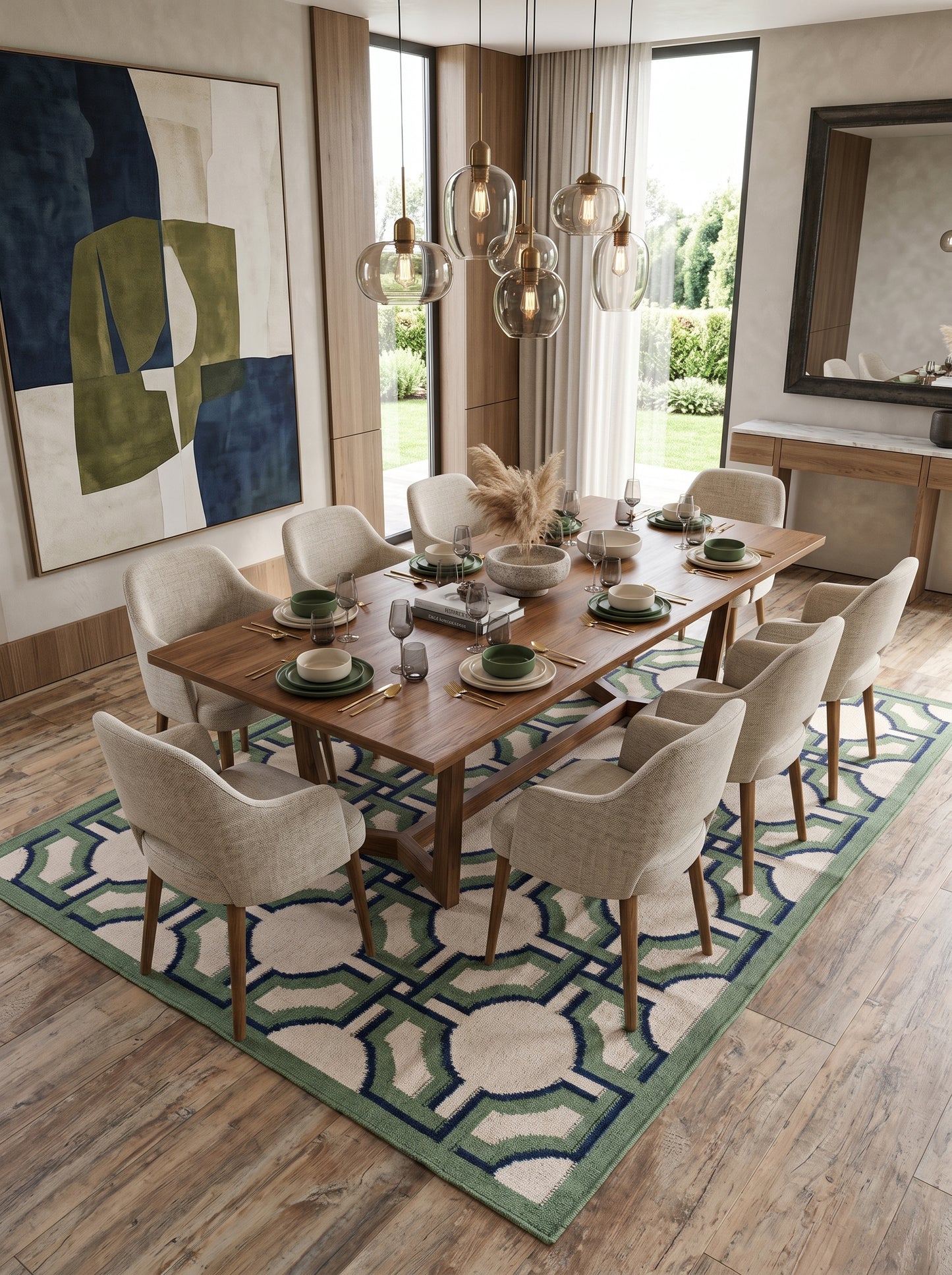 Sage Imperial Trellis andwoven Luxury Geometric Rug