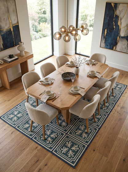 Teal Labyrinth Crest Classical Geometric Rug