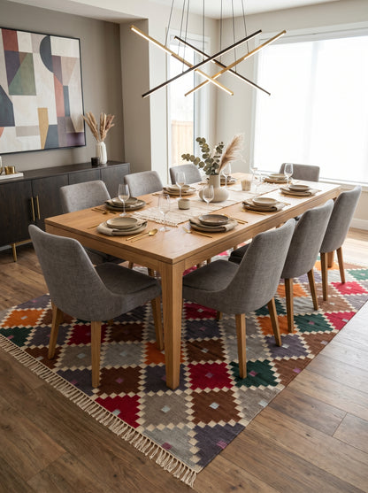 Bohemian Mosaic Diamond  Handwoven Southwestern Style Rug