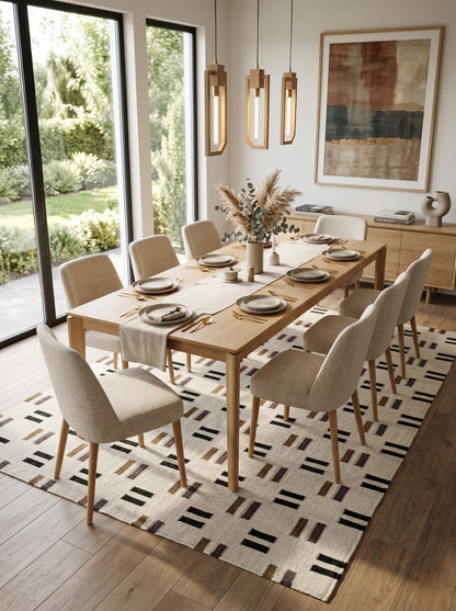 Bauhaus Dash Grid Geometric Minimalist Parallel Dash Flatweave Area Rug