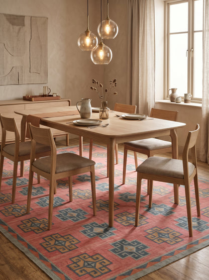 Pink Geometric Cotton Traditional Design Area Rug