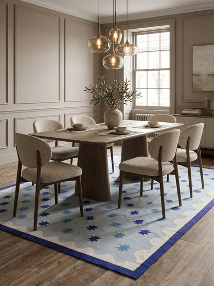 Light Blue Star Pattern, Contemporary Area Rug