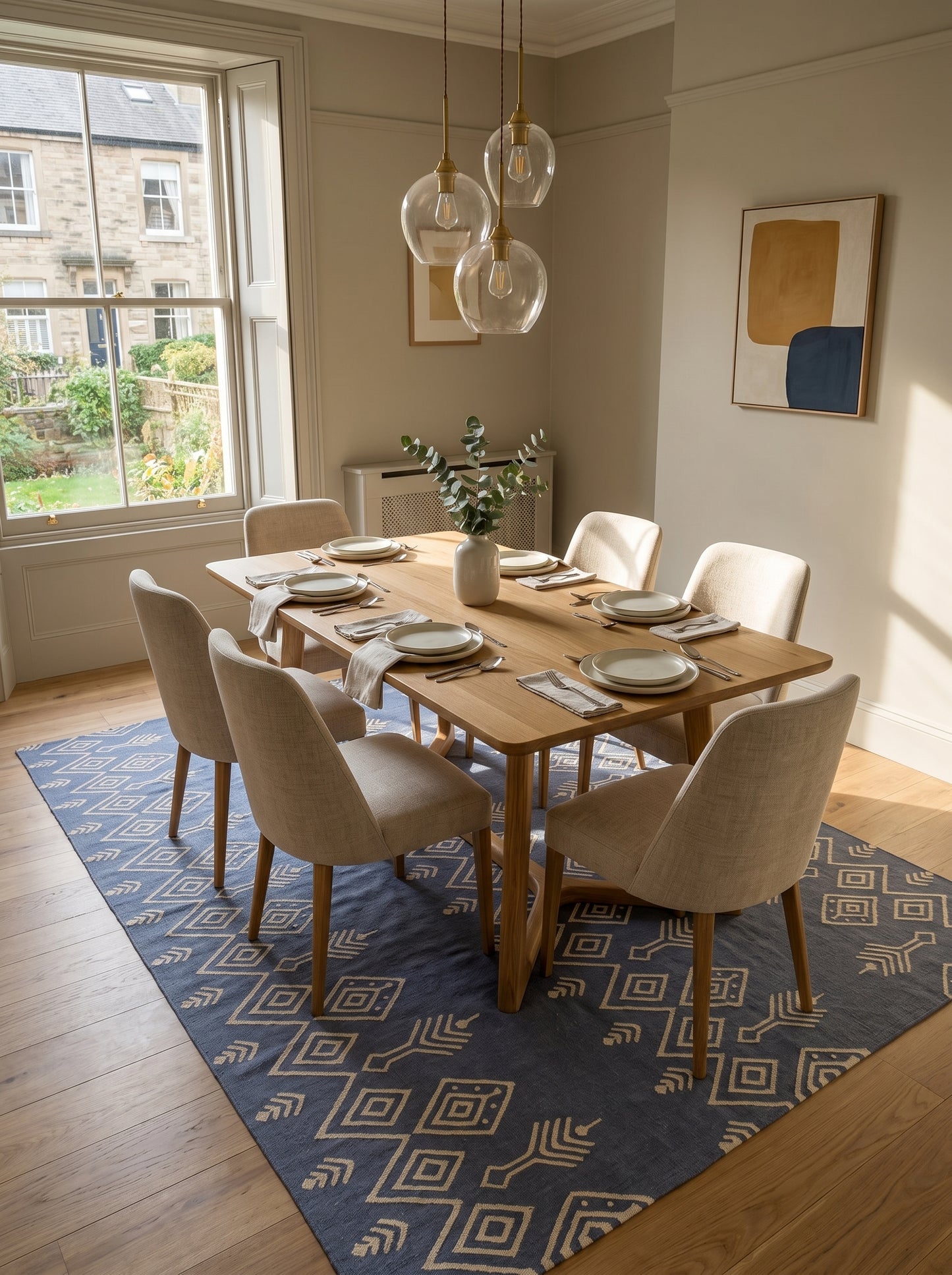 Modern Ikat Geometric Accent Carpet Scandi Boho Home Decor Rug