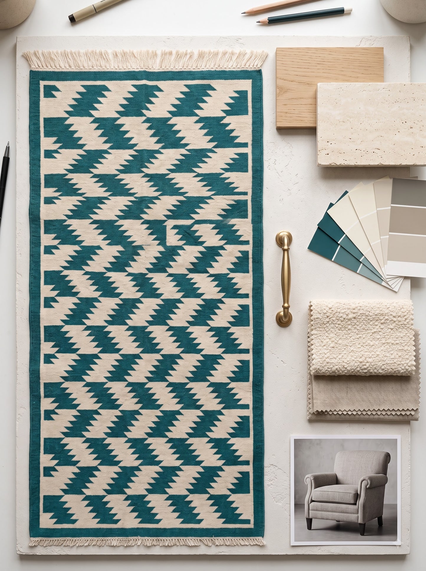 Geometric Design Runner Rug  Kitchen Runner Rug