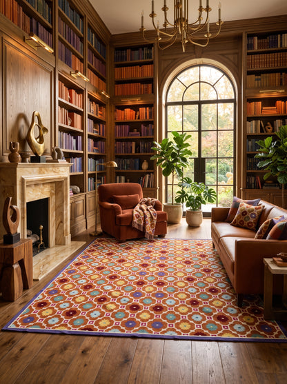 Geometric Jaipur Ogee cotton wool Area Rug