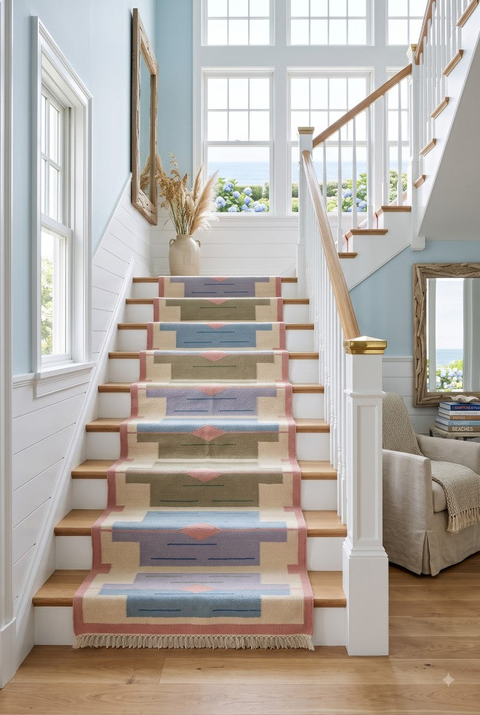 Handwoven Wool Kilim Runner Geometric Stair Rug