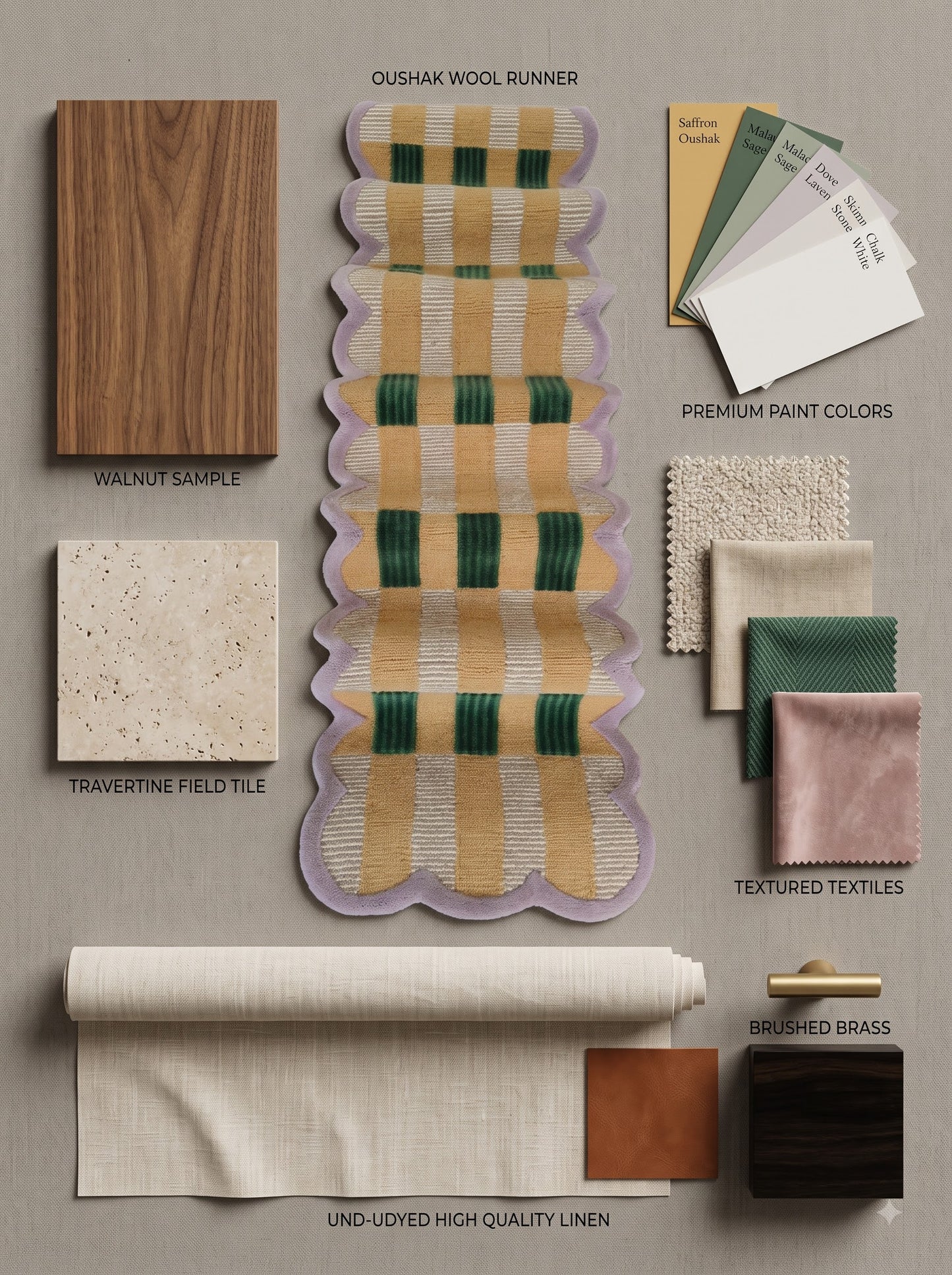 Hand-Tufted Geometric Modern Gray wool Runner