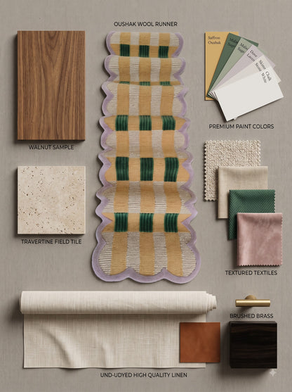 Hand-Tufted Geometric Modern Gray wool Runner