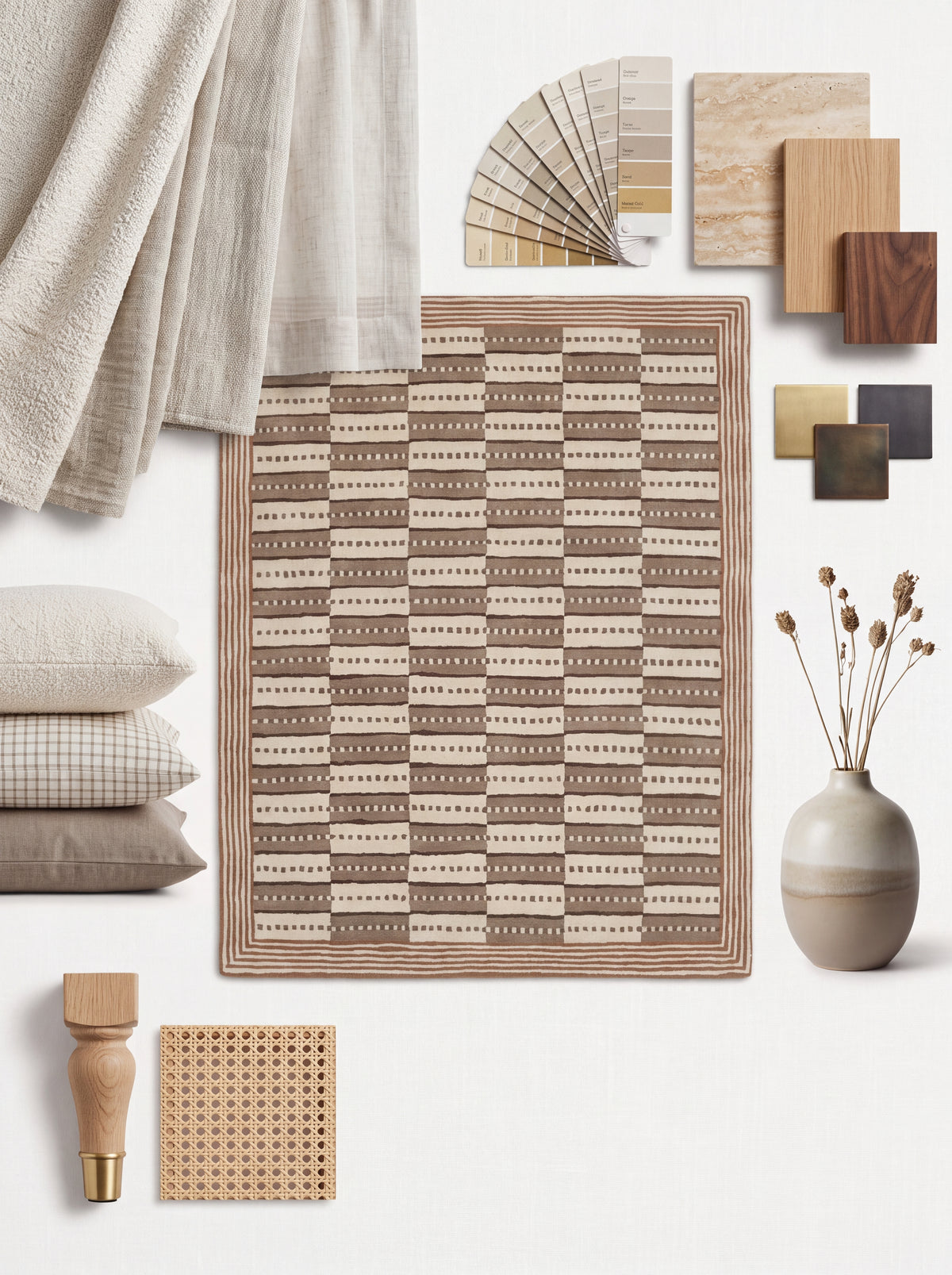 Designer Hand Tufted Wool Rug ,Brown Ivory Modern Area Rug, Bespoke Wool Carpet for UK Homes