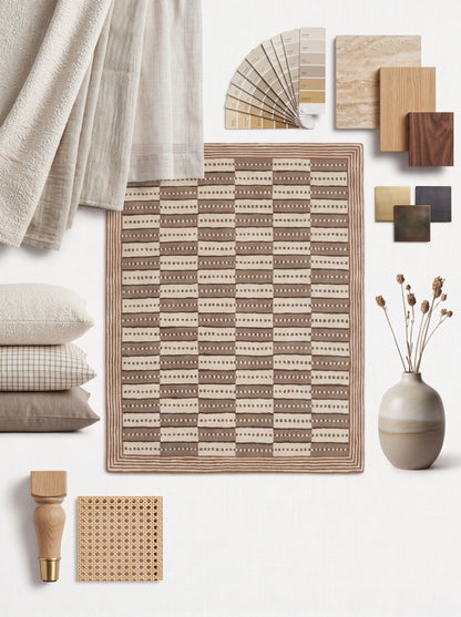 Designer Hand Tufted Wool Rug ,Brown Ivory Modern Area Rug, Bespoke Wool Carpet for UK Homes