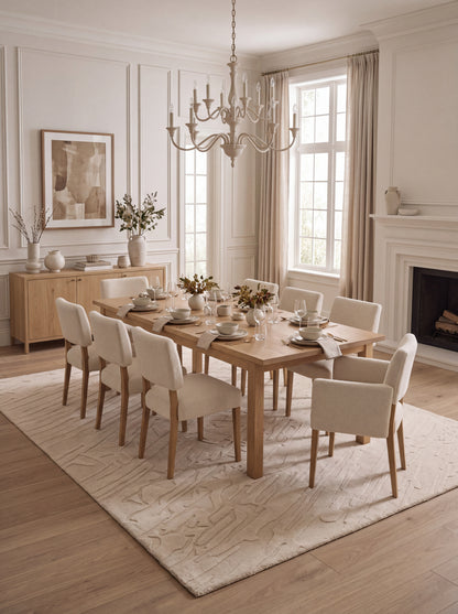 Hand-Tufted Wool Area Rug, Beige Minimalist Carpet, Contemporary Abstract Rug