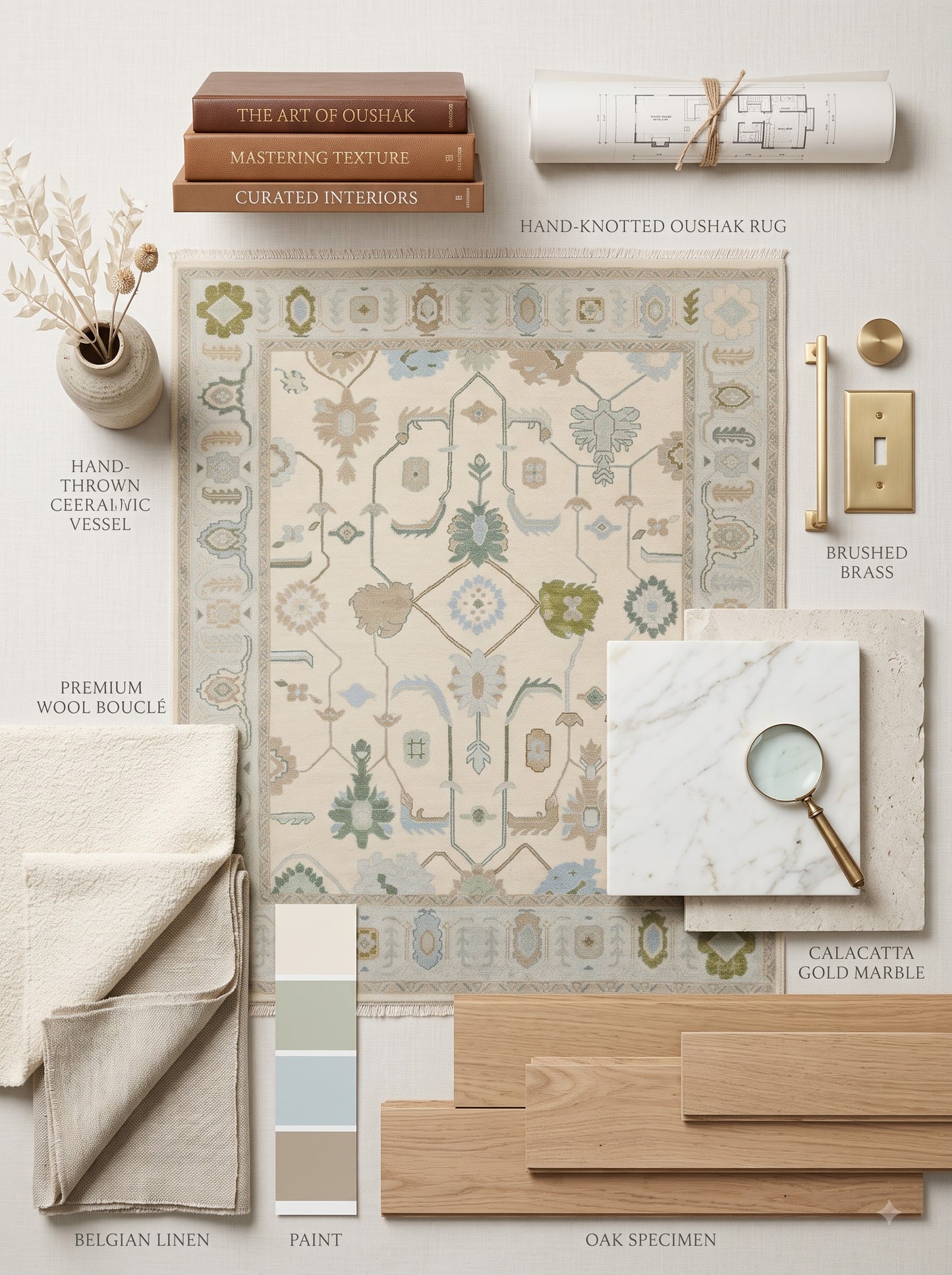 Earth Tone Heritage Hand Knotted Oushak Rug