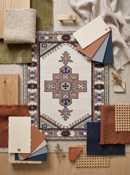 Southwestern Hand Tufted Wool Rug, Tribal Area Rug, Navajo Inspired Carpet