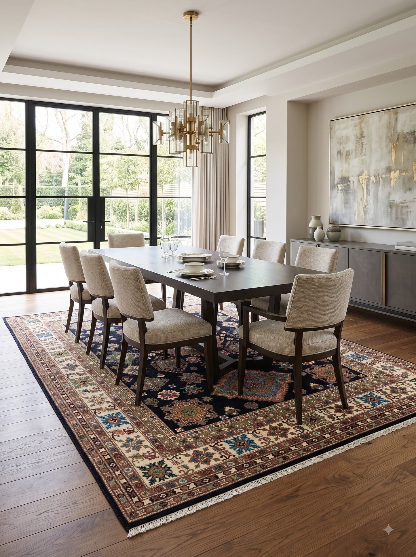 Noir Heritage Mosaic Hand Knotted Wool Area Rug