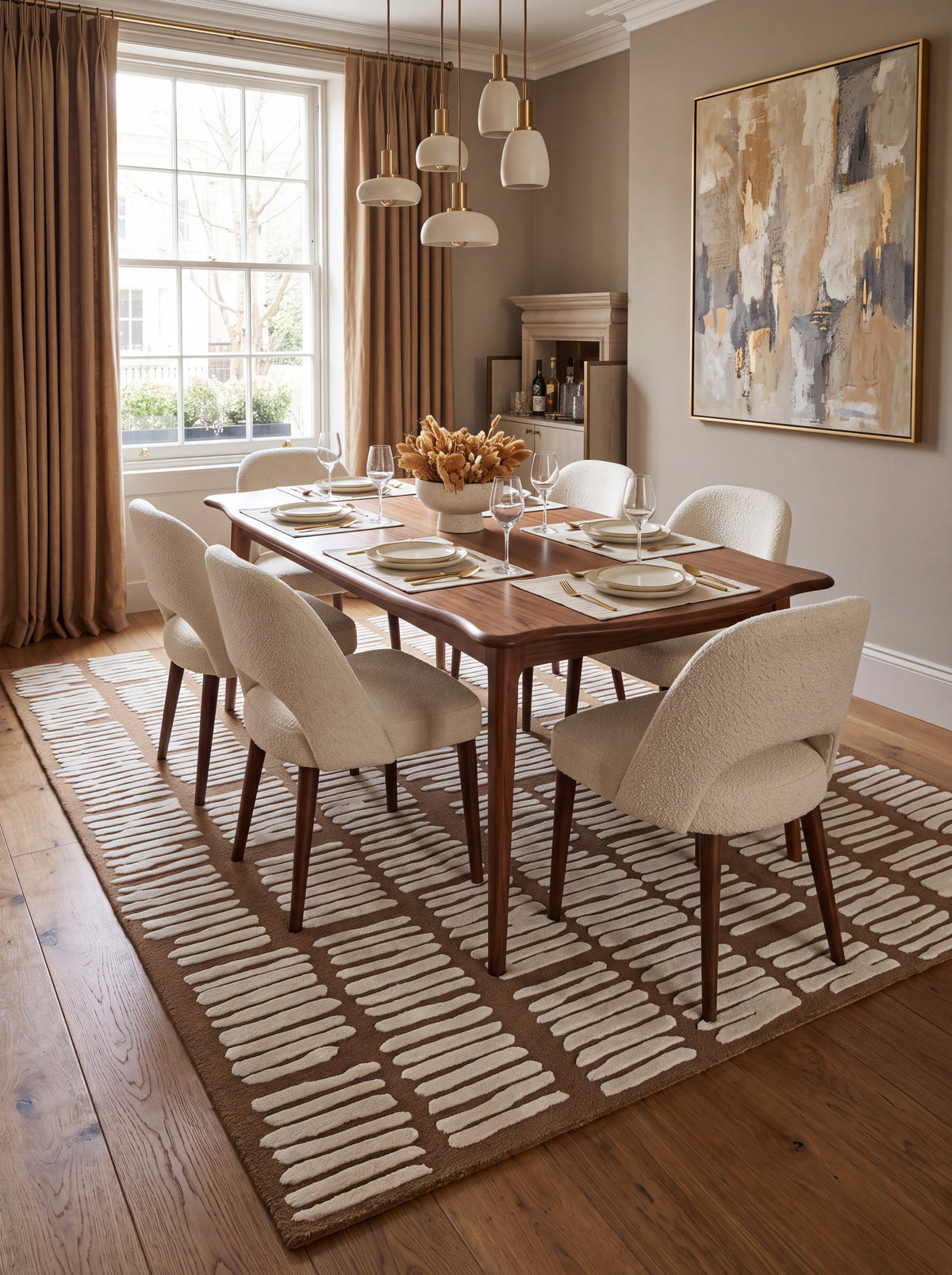 Handmade Wool Tufted Area Rug, Modern Scandinavian Japandi Rug