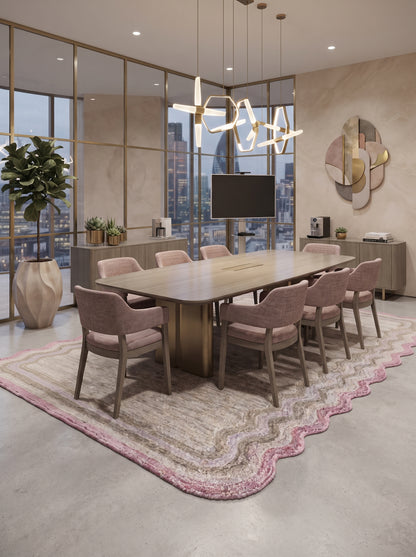 Hand Tufted Wool Carpet, Pink Scalloped Rug, Custom Shape Area Rug
