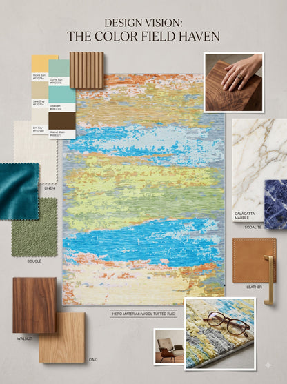 Handcrafted Contemporary Watercolor Carpet for Living Room