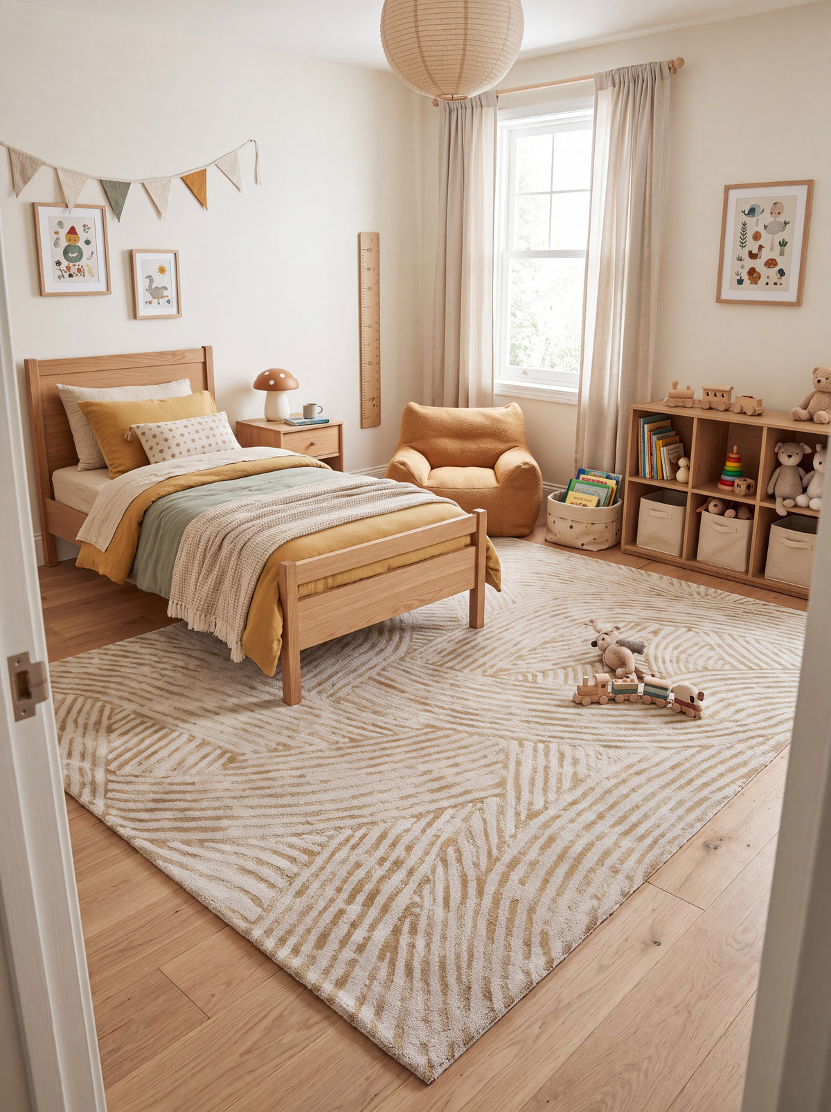 Hand Tufted Wool Area Rug, Modern Abstract Beige Cream Carpet