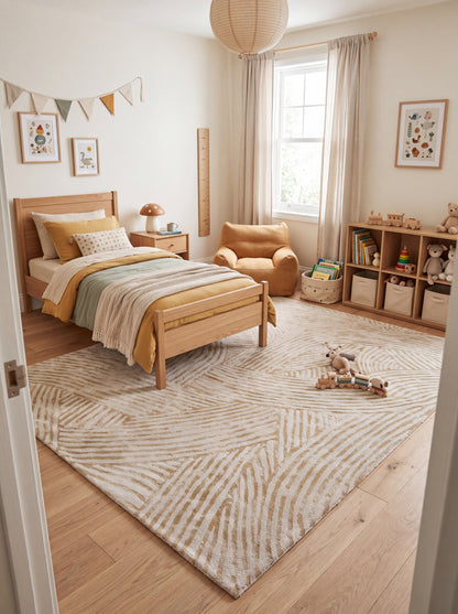 Hand Tufted Wool Area Rug, Modern Abstract Beige Cream Carpet