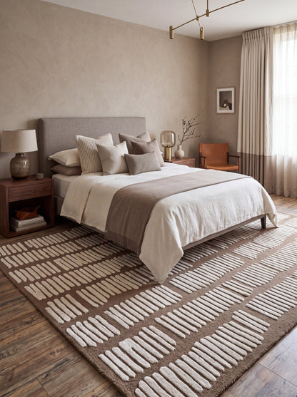 Handmade Wool Tufted Area Rug, Modern Scandinavian Japandi Rug